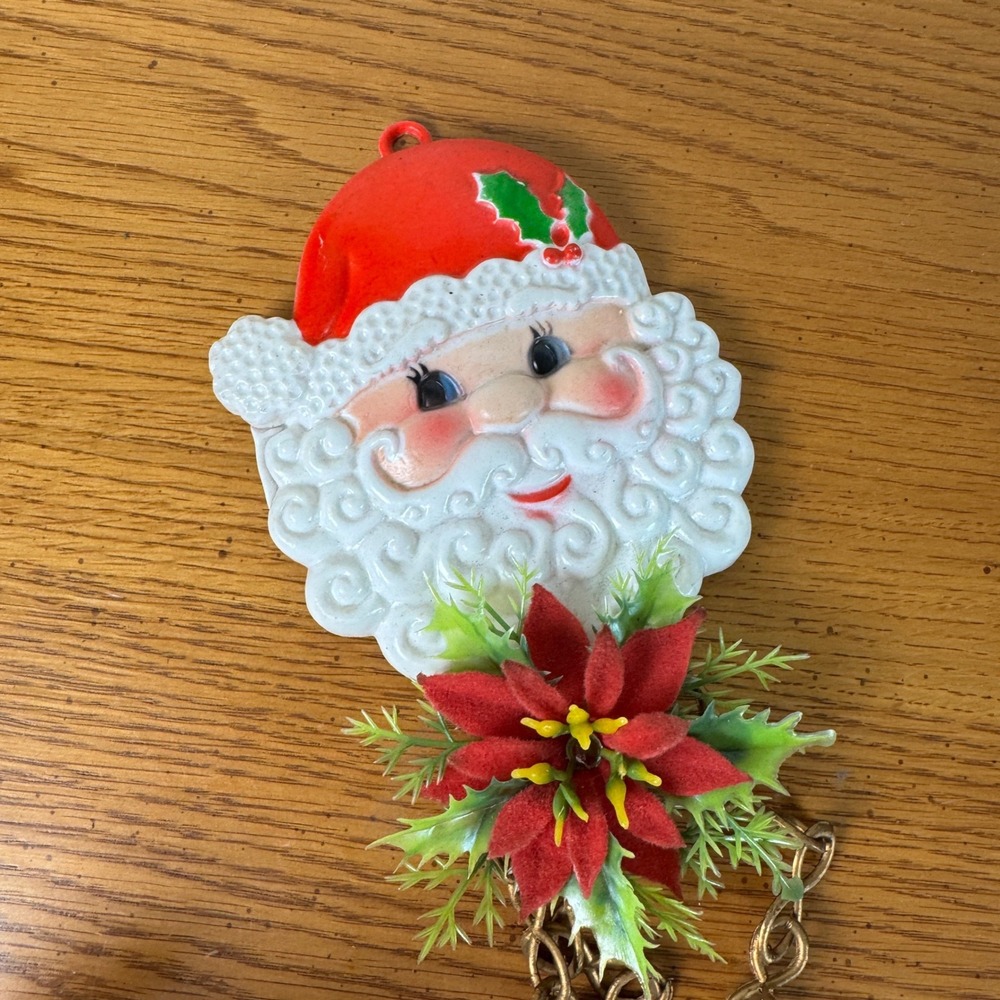 Vintage Santa Claus Bell Hanger Chain Christmas Decor Made in Hong Kong - Picture 5 of 8